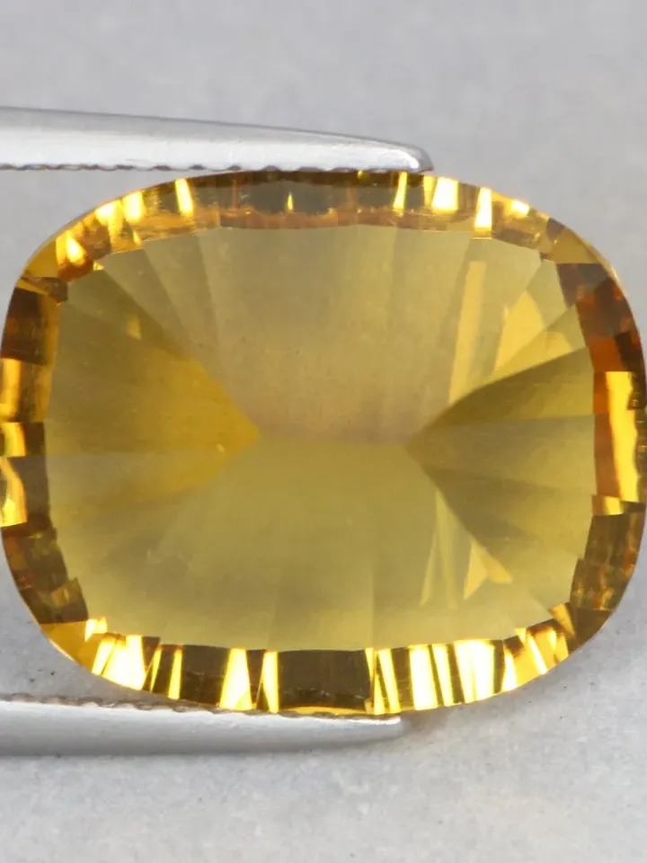 19.10 CT Glorious ! Concave Cushion Cut 100% Natural Rich Yellow Citrine From Brazil