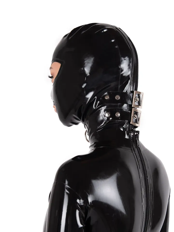 DuckyDucky Submissive Hood 100% latex - neck ring back zip