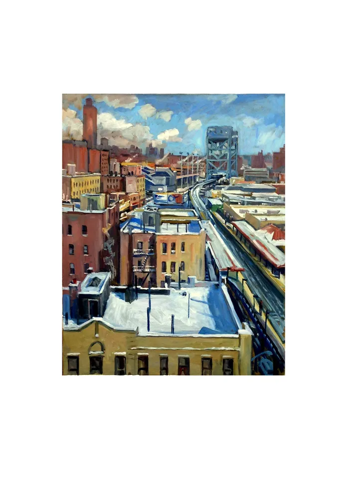 Large Original Winter Cityscape Painting -Snowy Rooftops/New York City- 24x30 Oil on Canvas, NYC Urban Impressionist Scene, Signed Original