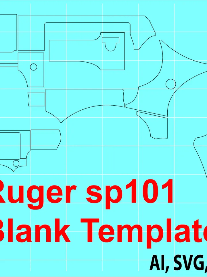 Ruger sp101 Blank Template Custom, Ai, Vector, SVG, DXF, PNG, Digital