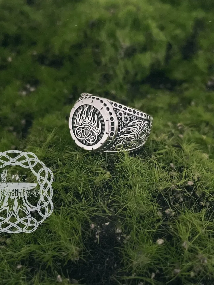 Berserker Ring, Bear Paw Ring, Impress of Veles Ring, Sterling Silver Viking Ring, Warding Veles Ring, Viking jewelry