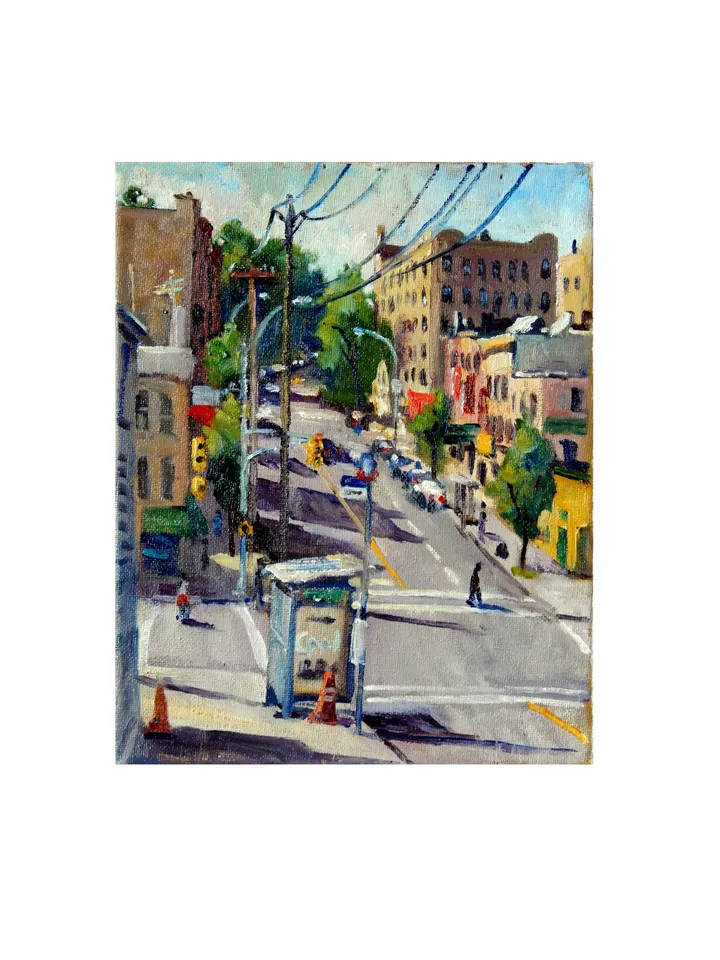 Original Bronx NYC Oil Painting -From Bedford and Webster- 8x10 Oil on Canvas, Impressionist Fine Art, Signed New York City Landscape
