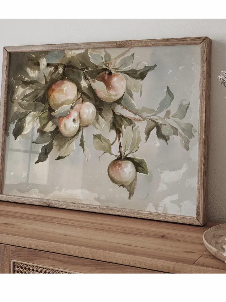 Apple Tree Watercolor Painting, Vintage Print, Farmhouse Kitchen Wall Decor, Printable Art | 126