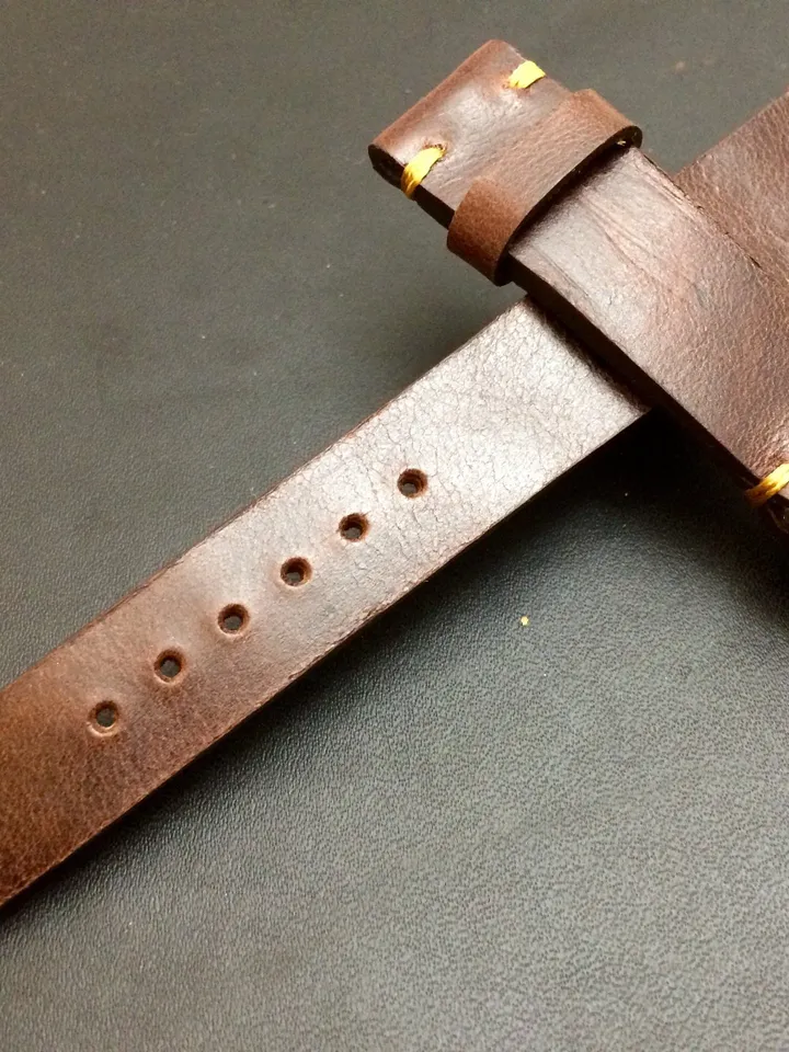 Leather watch band, Brown watch band, Leather watch strap, Vintage watch band for 19mm, 20mm lug, Brandy Brown, 16mm buckle, FREE SHIPPING