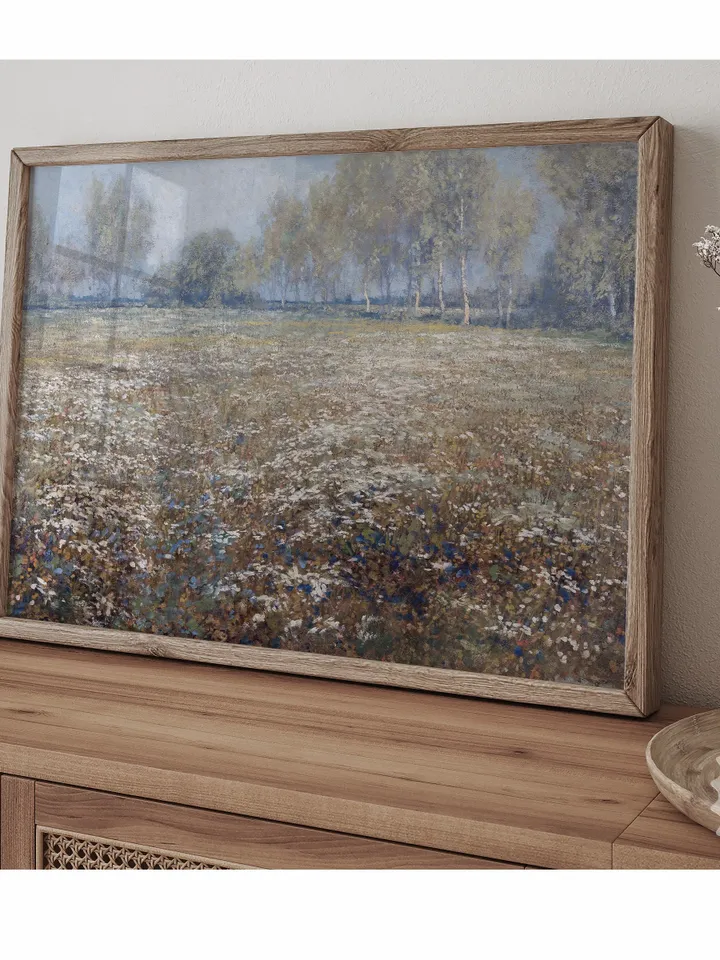 Spring Meadow In Bloom Painting, Vintage Landscape Printable Art, Country Field Decor, Downloadable | 372