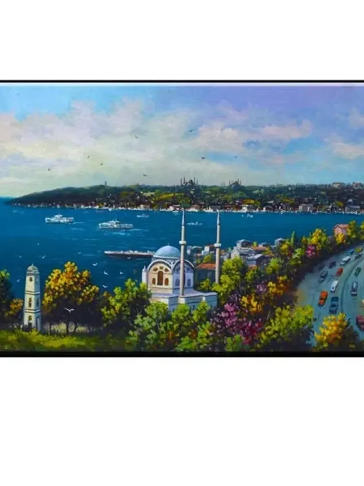 İstanbul Landscape Print on Canvas , Floating Frame Option, Modern Wall Art, Extra Large Canvas Wall Art