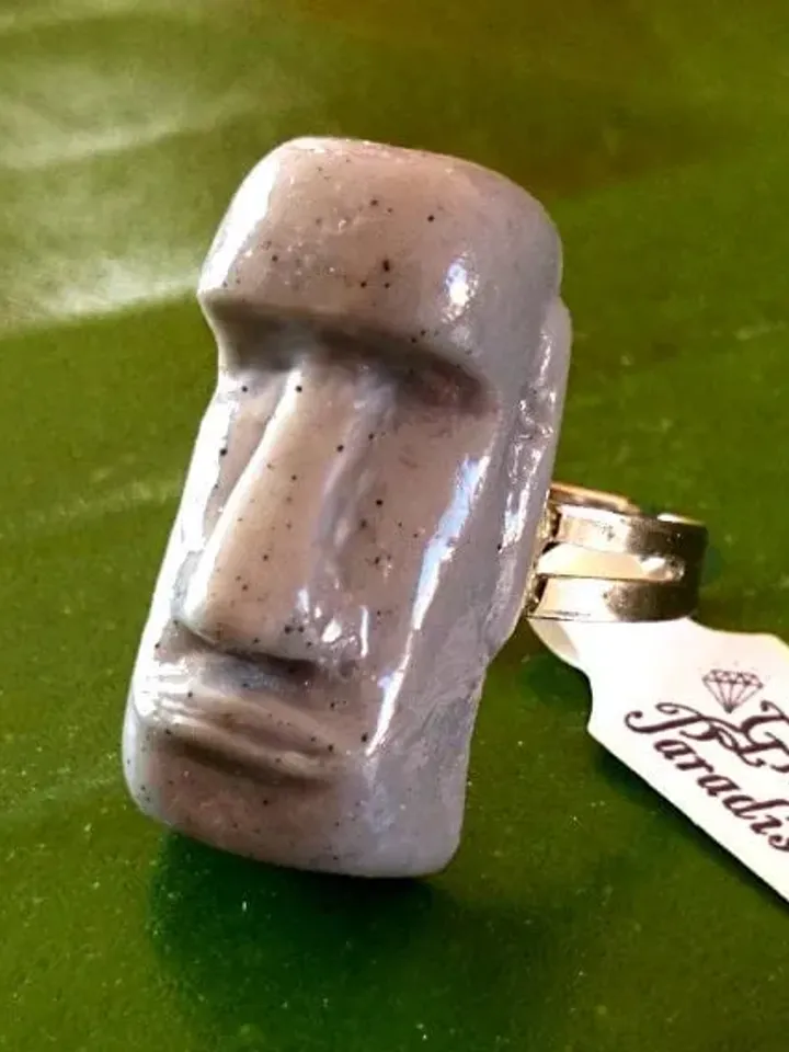 Moai - Brooch - Moai Jewelry - Easter Island Statue - Easter Island Totem - Tiki Ring - Moai Ring - Easter Island Ring - Glitter Paradise®