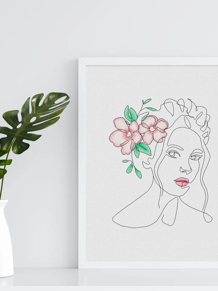 Female Cross Stitch Pattern, Line Cross Stitch Chart, Woman Cross Stitch Design Minimal Digital Format - PDF