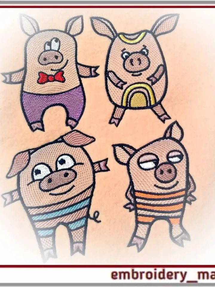 Machine embroidery design for child Cheerful pig 2