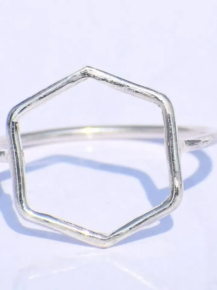 Silver Geometric Ring, Silver Hollow Ring, Handmade Ring, 925 Silver Ring, Chunky Ring, Midi Ring, Stacking Ring, Promise Ring, Gift For Her