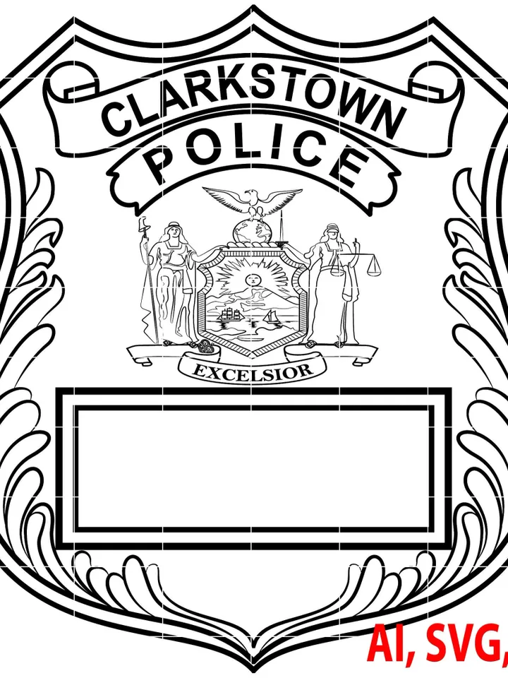 Clarkstown Police Badge, Logo, Seal, Custom, Ai, Vector, SVG, DXF, PNG, Digital