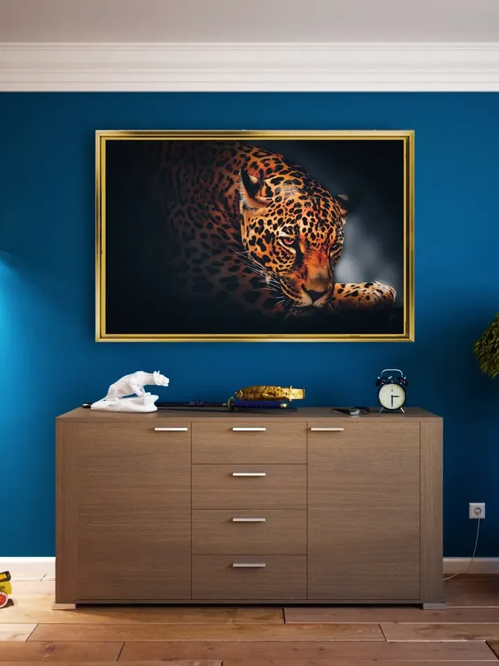 leopard Print on Canvas , Floating Frame Option, Modern Wall Art, Extra Large Canvas Wall Art