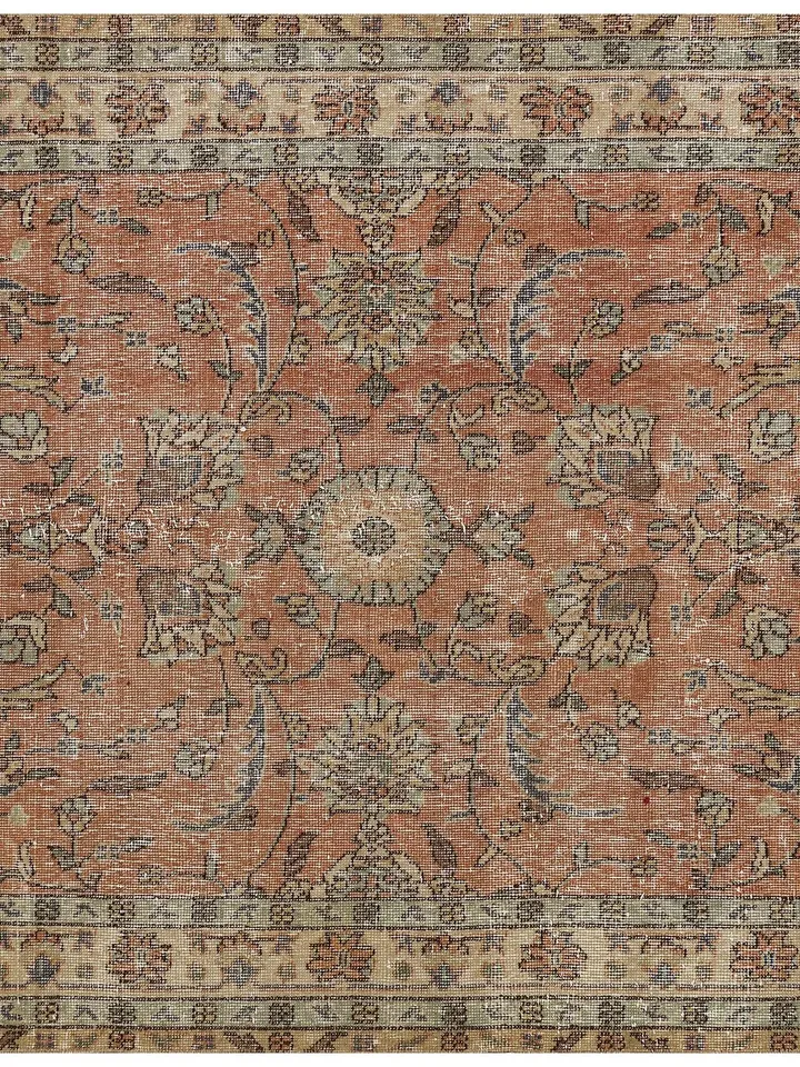 OrangeOushak: Vibrant Turkish Rug for Living Room, Home Decor, Oushak Style, 147x241cm.
