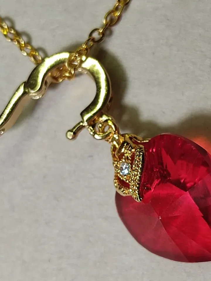 ネックレス・ペンダント [KINDABABY] red heart point crystal necklace Red Swarovski Crystal Heart Pendant Necklace on 925 Silver