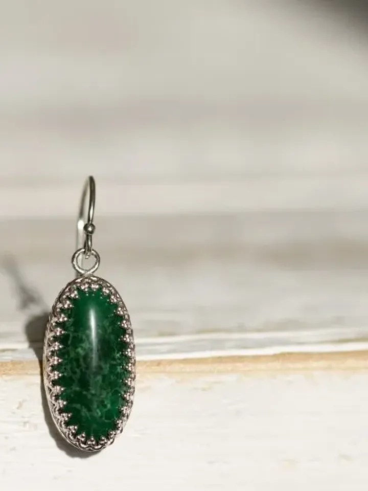 Sterling Silver Malachite Earrings