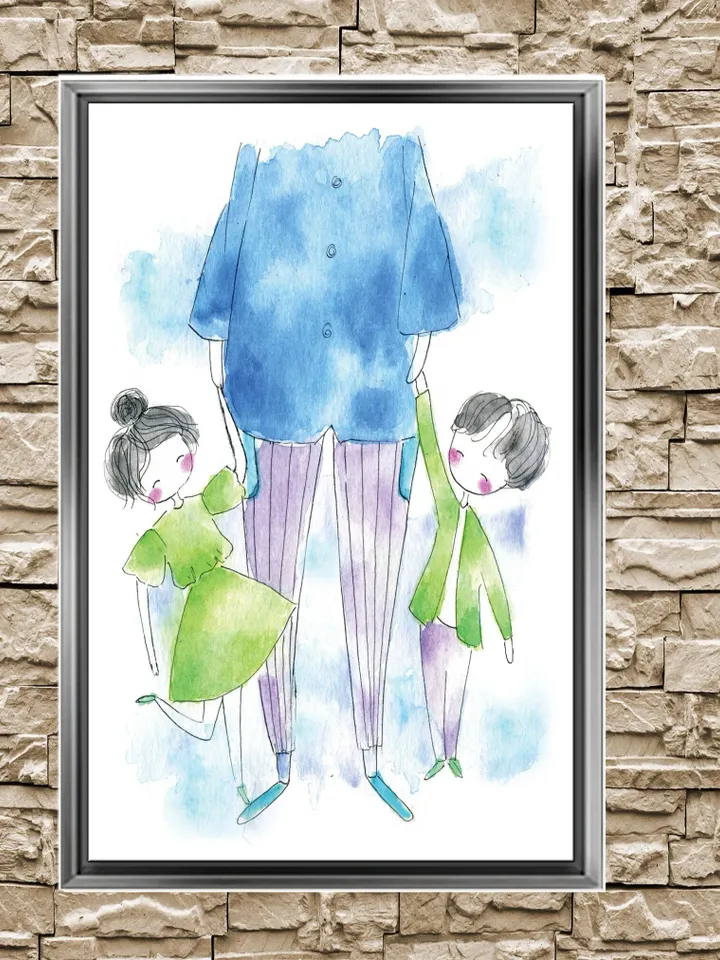 Watercolour Painting Cartoons Print on Canvas , Floating Frame Option, Modern Wall Art, Extra Large Canvas Wall Art