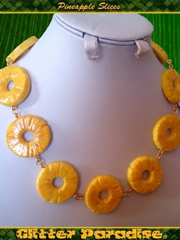 Pineapple Slices - Necklace - Pineapple Jewelry - Tropical Jewelry - Fruit - Piña colada - Pineapple Necklace - Frutty - Glitter Paradise®