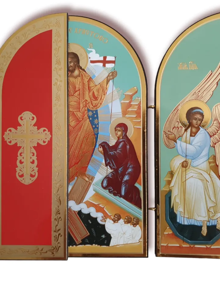 The Resurrection of Jesus Christ | Orthodox icon triptych | wooden icon | free shipping