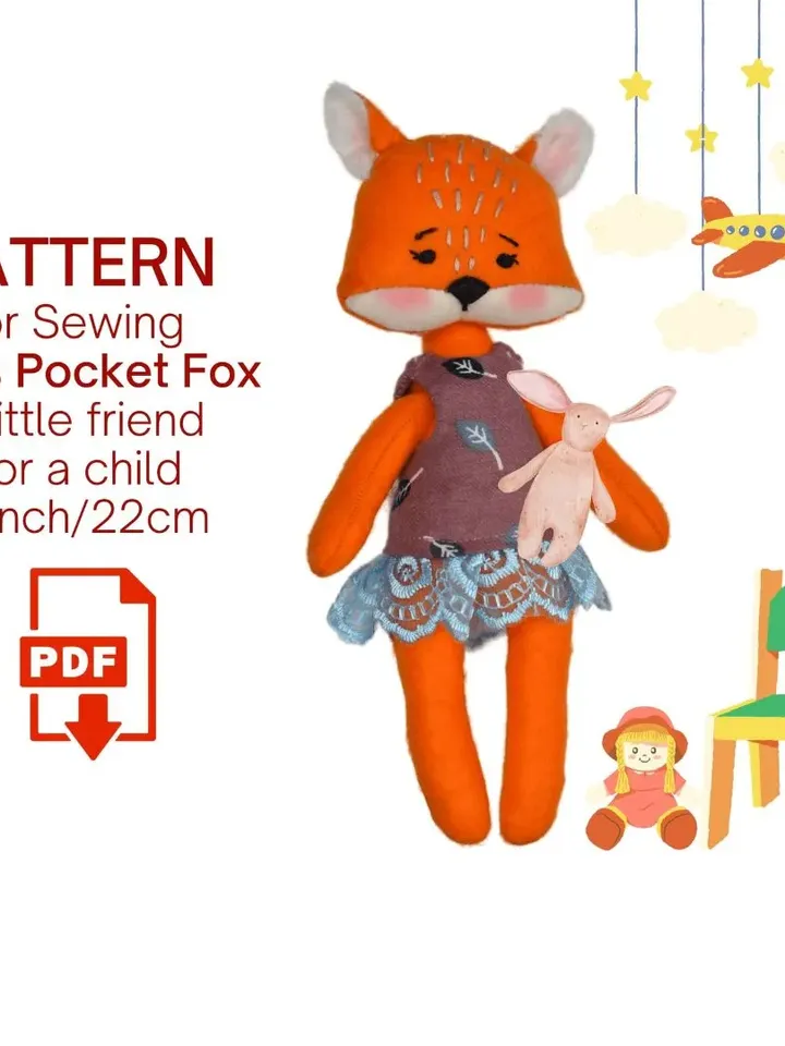 Patterns of a Fox Doll and a set of clothes for her. Bundle offer / Easy to follow photo instructions