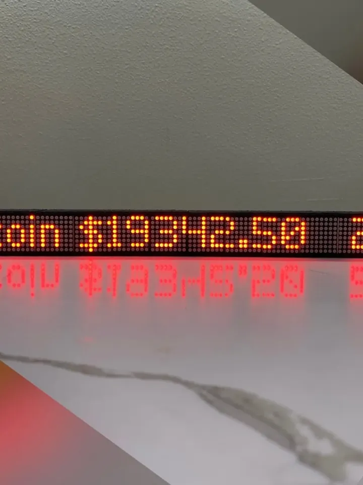 20” Crypto Coin Price Ticker Display