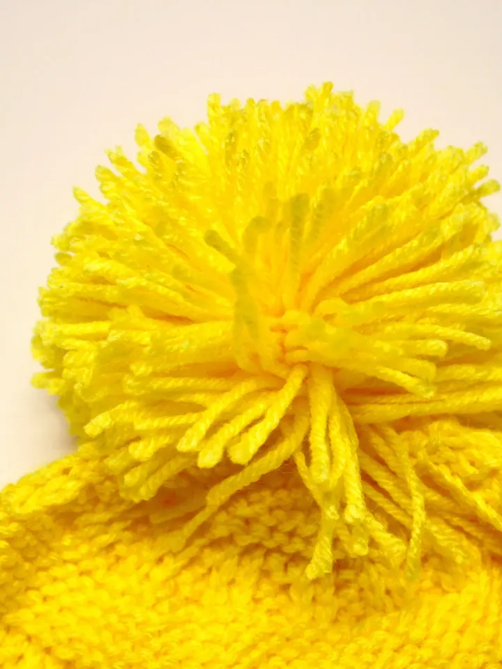 Slouch Hat with Pompom for Ladies, Slouchy Winter Hats, Patterned Hat, Yellow Hat, Great Christmas Gifts for Her, Stocking Stuffers for Girl