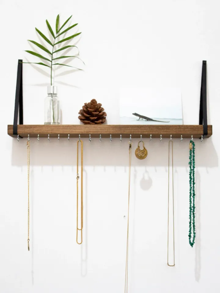 Jewelry Organizer Wall Mount, Necklace Holder Wall, Wooden Jewelry Shelf, Wall Hanging Jewelry, Jewelry Display Wall, Hanging Jewelry Holder