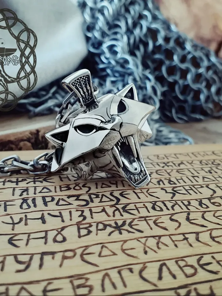 Witcher Medallion, Cat School Medallion, Cat Pendant, Sterling Silver Cat Pendant, Cat School Necklace