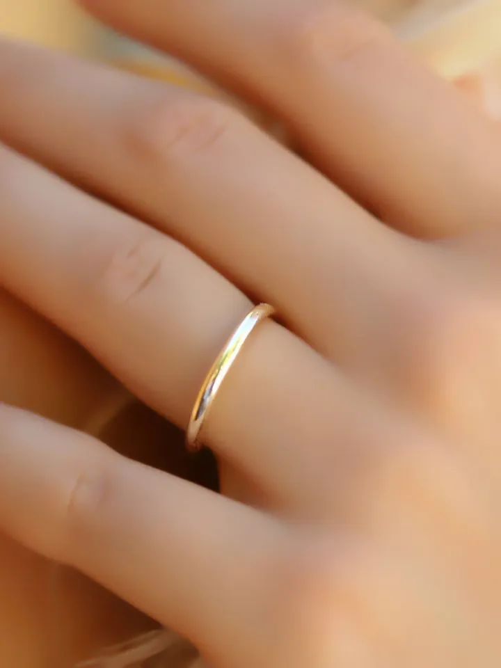 Wedding Band/ 2mm Solid Gold / Dome Design Band / Get It Free Engraved/ 14k Gold Plain Classic Wedding Ring / Unisex / Stacking Ring