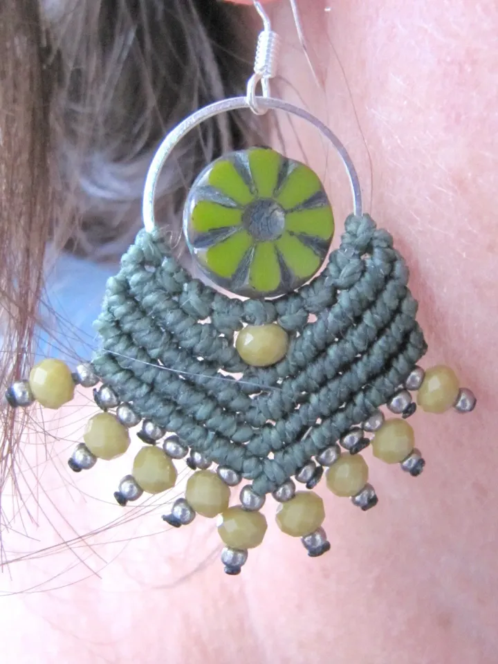 Macrame Earrings, Boho Chic Macrame Earrings, Handmade Macrame Earrings, Boho Earrings, Gipsy Earrings, Gift for Women, Hippie