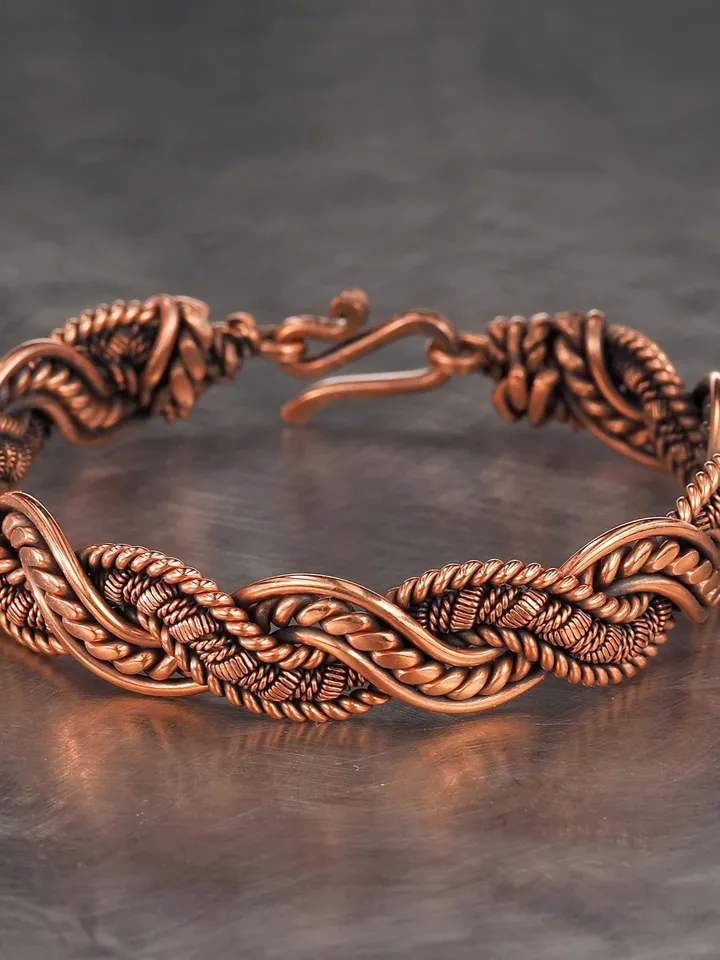 Copper wire wrapped bracelet for woman Unique artisan jewelry Handmade 7th Anniversary gift idea WireWrapArt jewellery