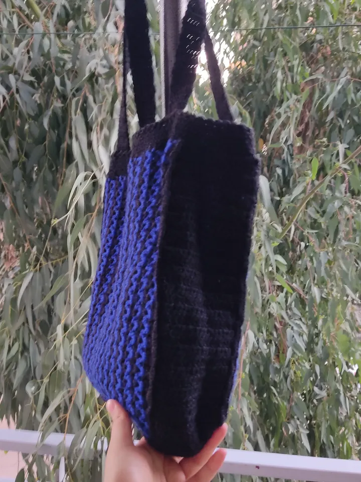 Boho Knitting Bag, Crochet Bag, Granny Square Bag, Crochet Shoulder Bag, Gift For Her, Mother&#39;s Day, Vintage Style Bag