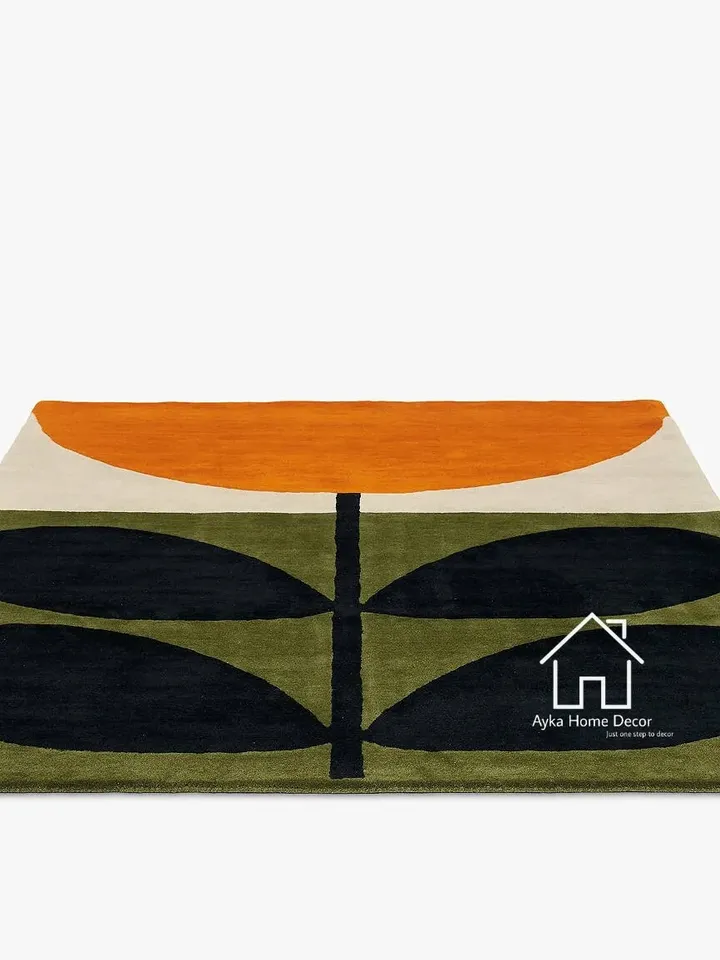 Flora Design Rug Hand Tufted Wool Area Rug Modern Area Rug Handmade Area Rug Hand Tuft Rugs Morden Rugs Living / Vintage Rug / Christmas
