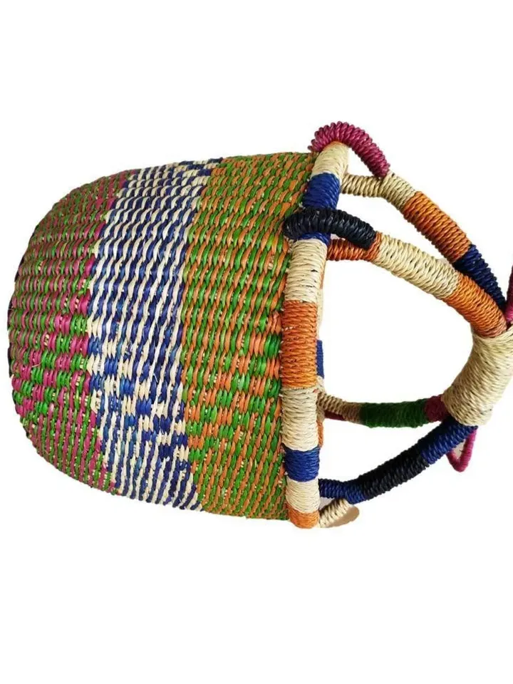 Mini Ghana Storage Woven Market Basket, African Basket, Bolga Basket, Harvest Basket