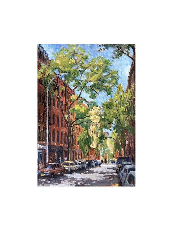 Original East Village Cityscape Painting -From 6th St and Ave A/NYC - 14x20 Oil on Linen, Urban Plein Air Impressionist Landscape