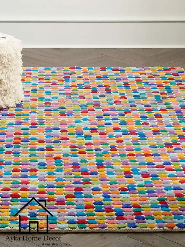 Multi 100% Handmade Woolen Area Rug For Hall Kitchen Living Room Bed Room Bath Room Dining Room Kids Room Carpet Christmas Gift / Hall Rug