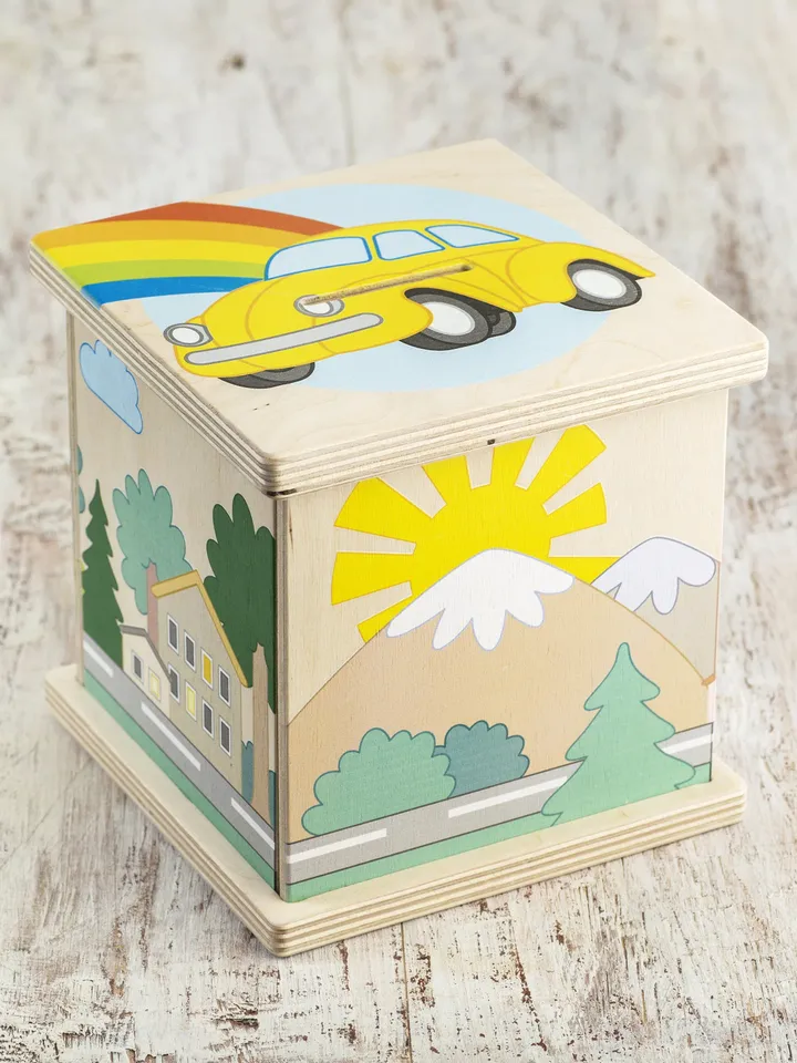 Wooden piggy bank My First Car Kids Birthday Gift, Coin Bank, nursery decor