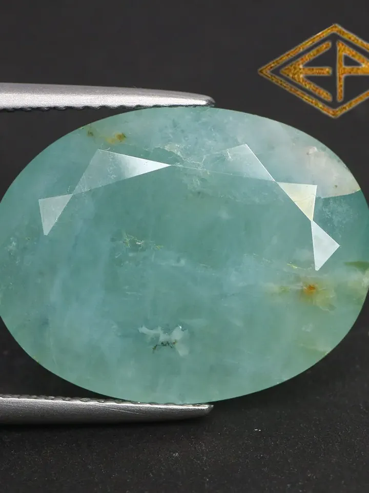 15.23 CT "Emil "Certificate Very Rare100% Natural Blue Greenish Grandidierite
