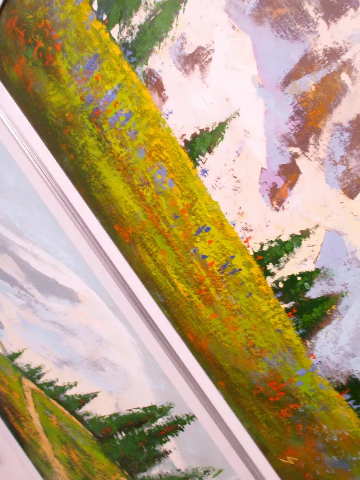 2 Mount Rainier Paintings, Diptych, Framed Mountain Paintings on Canvas Original Landscape Art by "Walperion Paintings"