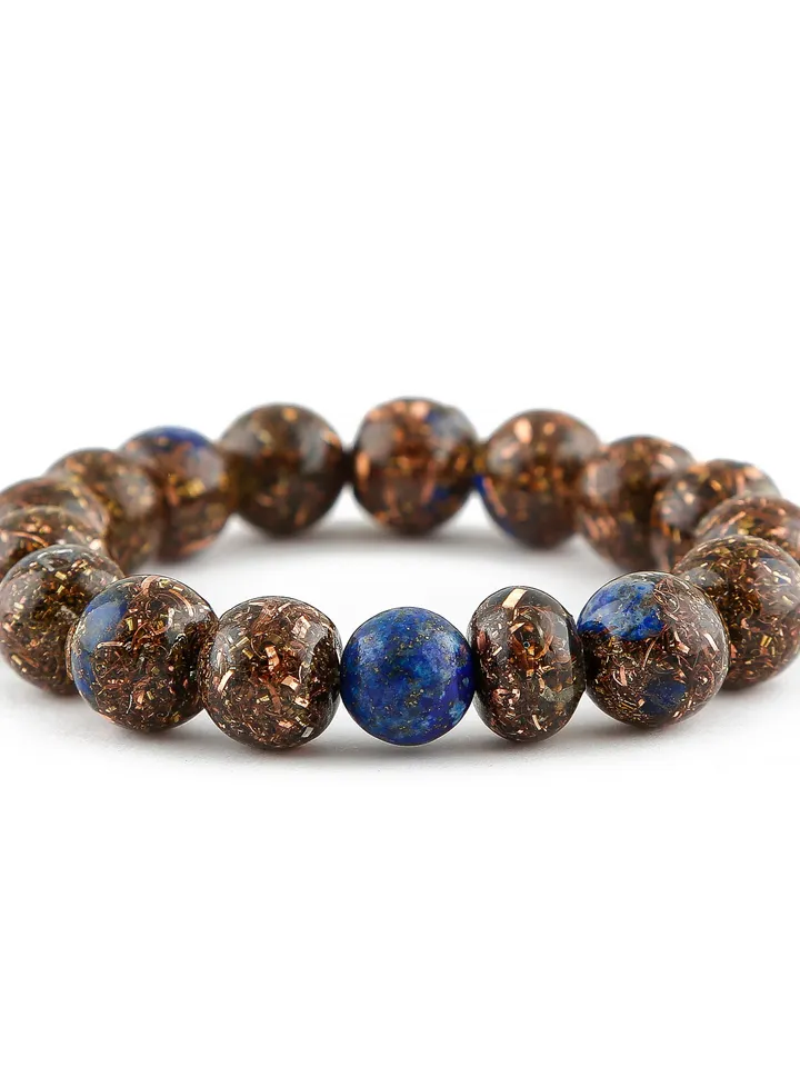 Orgonite deep blue lapis lazuli, talisman, third eye chakra bracelet. The power of lapis lazuli is increased with incense and Tibetan bowls