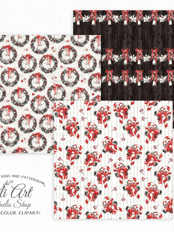 Download Seamless Patterns. Christmas Digital Paper Pack. Xmas. Winter. JPG. Digital Download. OliArtStudioShop