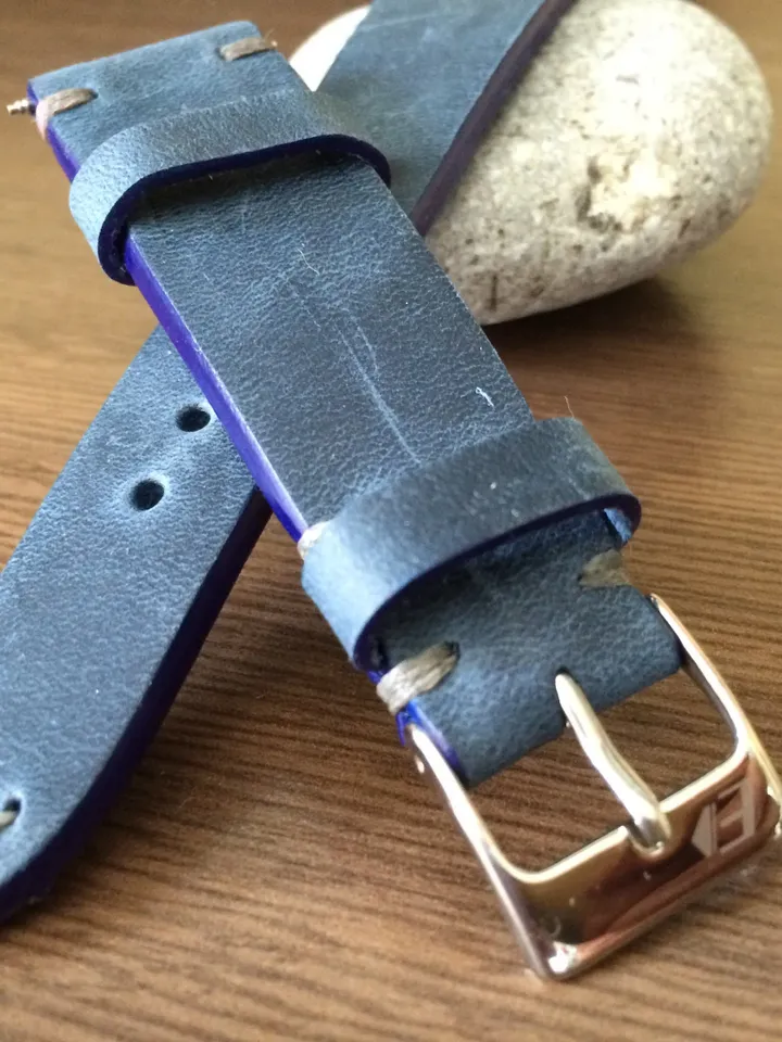 Leather Watch Strap, Leather Watch Band, Vintage watch strap, Blue watch band, 20mm strap, 19mm watch band, 20mm watch strap, FREE SHIPPING