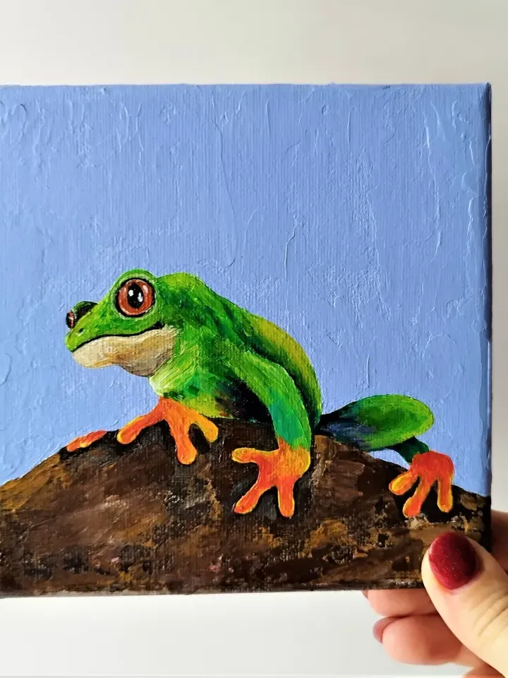 Adorn Your Walls with this Amazing Frog Acrylic Painting - Animal Artwork