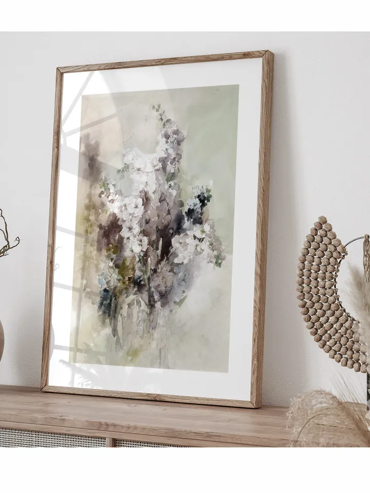 Wildflowers Watercolor Painting, Vintage Printable Pink Floral Wall Art, Digital Downloadable Decor | 273
