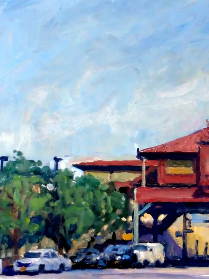 Original New York Cityscape Painting -215th Street Station/NYC- 14x18 Oil On Panel, Impressionist Plein Air Fine Art, Signed Landscape