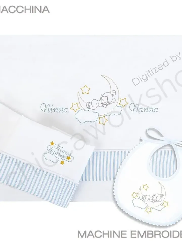 Coordinato Baby - Ninna Nanna - Ricamo a macchina