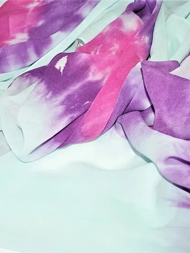 絲巾 Tie dye scarf Chiffon woman scarf Blue purple pink silk shawl Hand dyed scarf