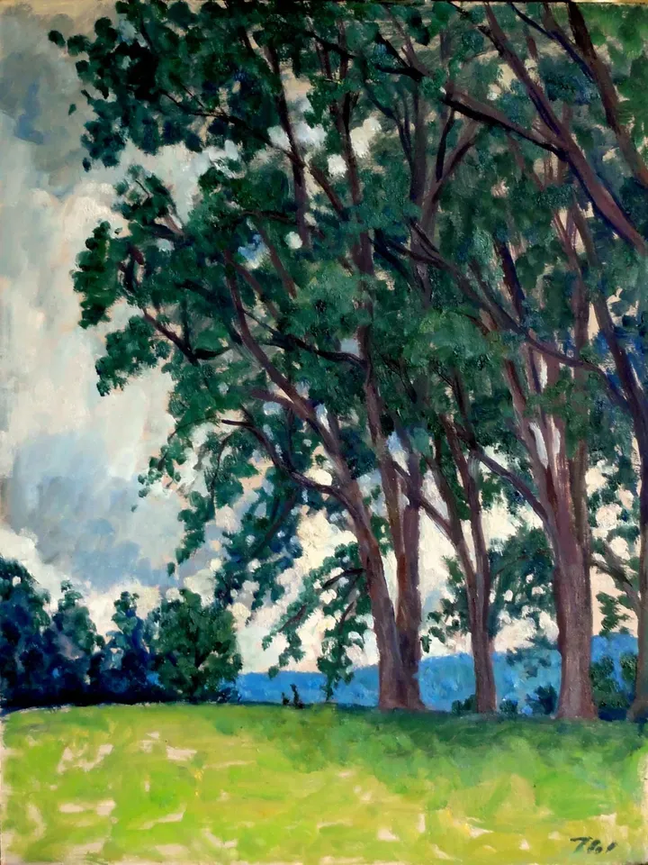 Original Tanglewood Landscape Painting - From Ozawa Hall- 9x12 Oil on Panel, American Impressionist Landscape Painting, Signed Original