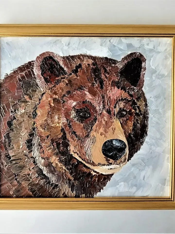 Brown bear painting acrylic Animal artwork