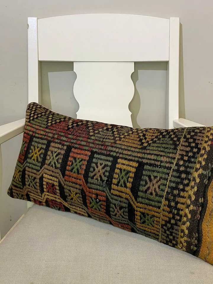 Turkish Tapestry Pillowcases - Ethnic Chic Cushion Covers for Farmhouse Style Home Decor, 60x30cm Geometric Design