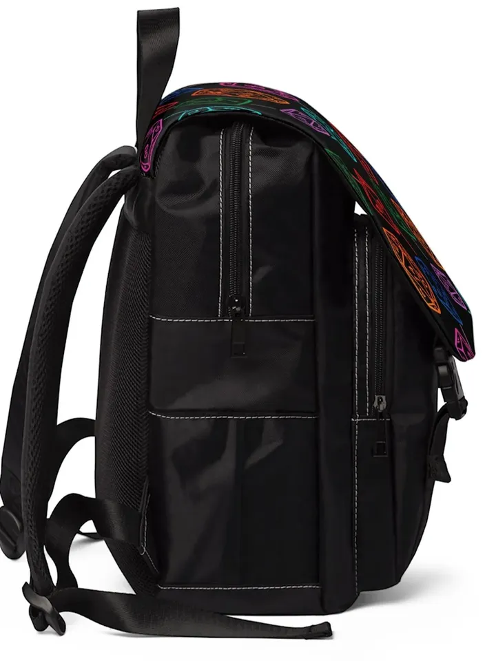 Polyhedral Dice DnD TTRPG Shoulder Backpack | Tabletop Roleplaying Game Dice D20 Pattern, Over the Shoulder Bag, Bag of Holding, DnD5e